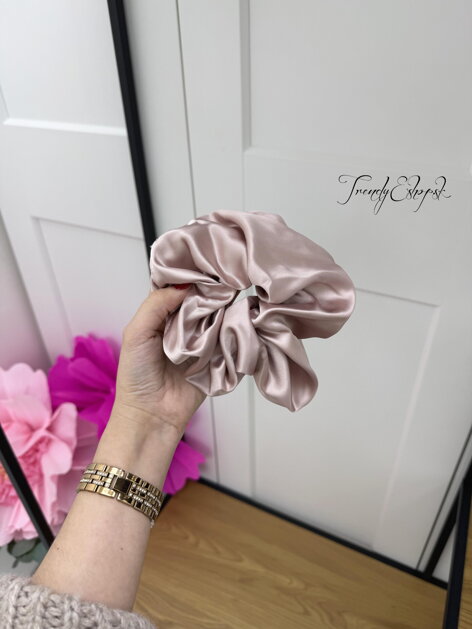 Staroružová saténová gumička do vlasov C358