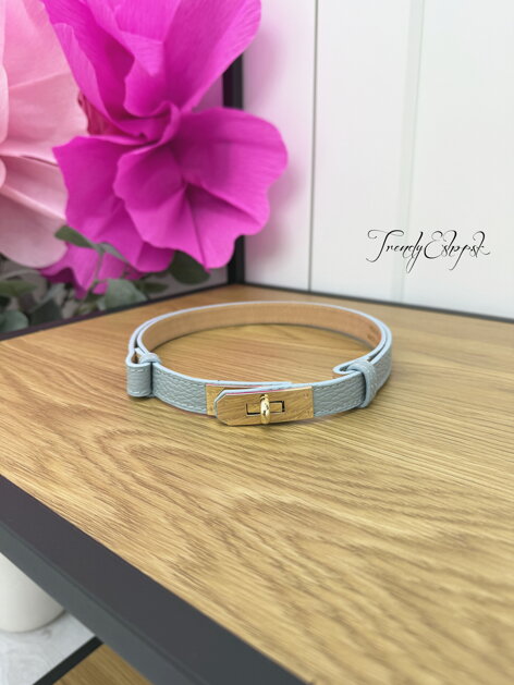 Rastúci kožený opasok - SVETLOMODRÝ