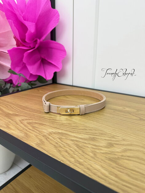 Rastúci kožený opasok - BÉŽOVÝ C372