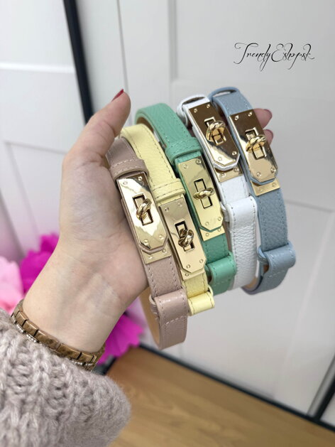 Rastúci kožený opasok - MENTOLOVÝ C371