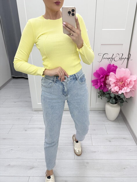 Rebrovaný nátelník s prešívaním - žltý C407