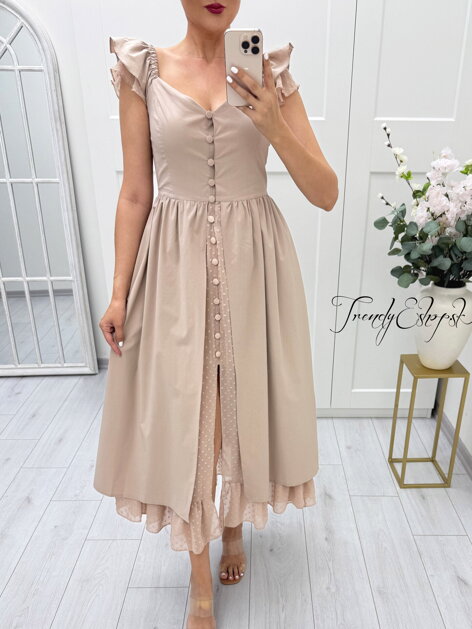 Béžové MIDI šaty Perle Donna C1402
