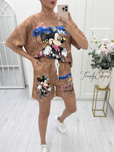 Kraťasová súprava MICKEY - hnedá C890