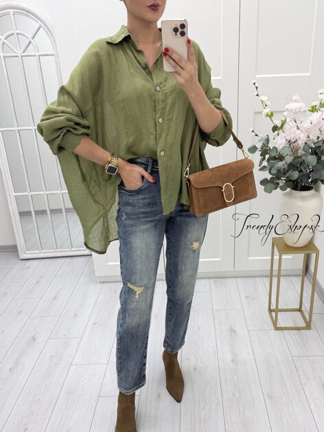 Vyšúchané MOM FIT rifle s potrhaným efektom HELLO MISS - modré C1643