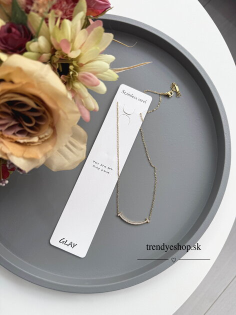 Retiazka so štrasovým príveskom Stainless Steel - zlatá C1748