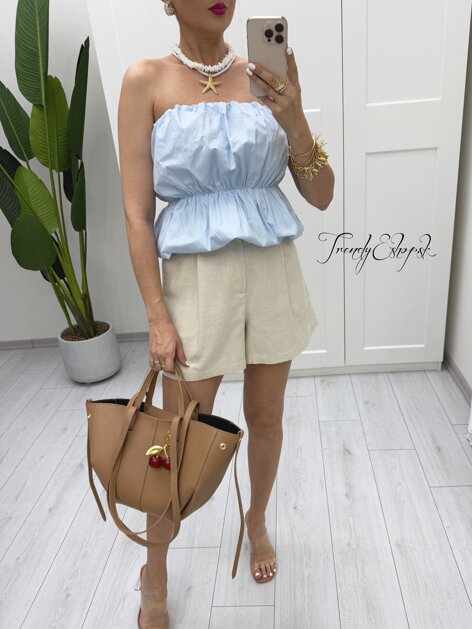 Balónový peplum top - baby blue B1167