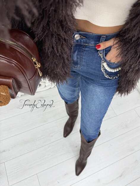 Rifle s perličkovo-retiazkovým príveskom - modré B1779