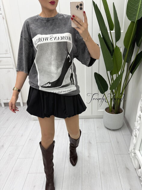 Dlhé oversize tričko Woman´s World - šedé B1784