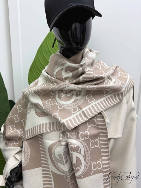 Vzorovaný šál "GG" béžový B2057