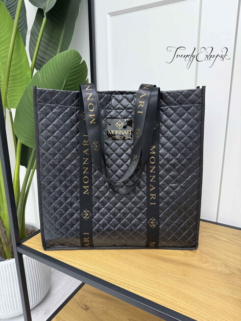 Veľká Shopper taška MONNARI - metalická čierna B2013