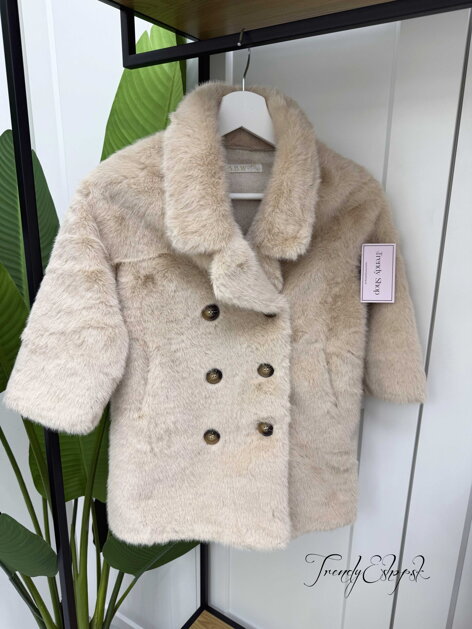 Detský plyšový kabát Esme - béžový B2232