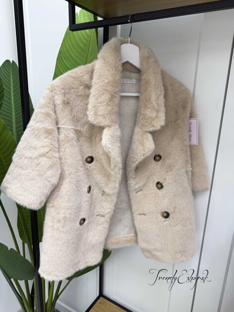 Detský plyšový kabát Esme - béžový B2232