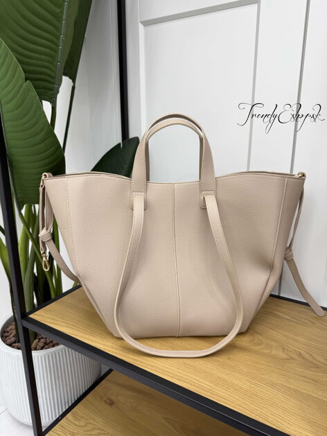 Veľká koženková kabelka Carmen - béžová B2215