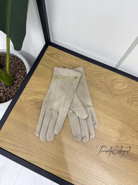 Rukavice s retiazkami - béžové B2217