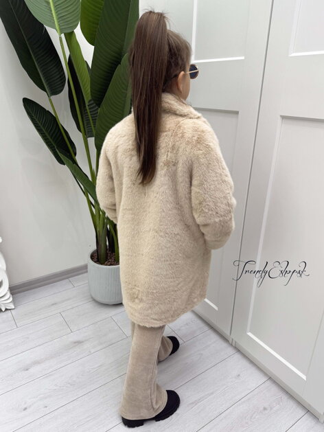 Detský plyšový kabát Esme - béžový B2232