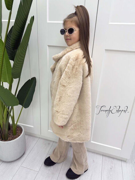 Detský plyšový kabát Esme - béžový B2232