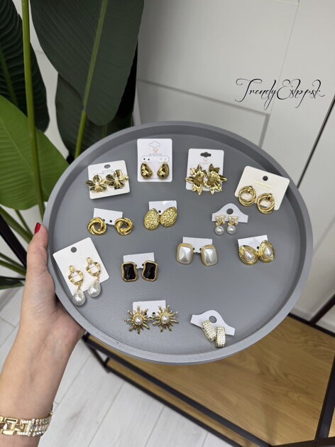 Prepletané kruhové náušnice - zlaté B2283