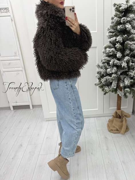 Kučeravý kožuštek SIENA - čokoládový B2150