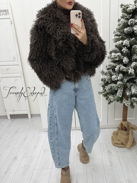 Kučeravý kožuštek SIENA - čokoládový B2150