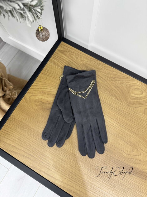 Rukavice s retiazkami - tmavosivé B2220