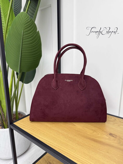 Semišová kabelka FLORA§CO Paris - bordová B2460