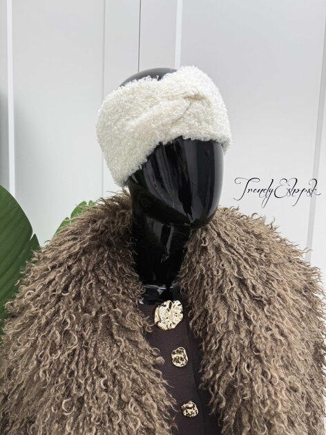 Úpletová prekrížená čelenka - maslová B2467