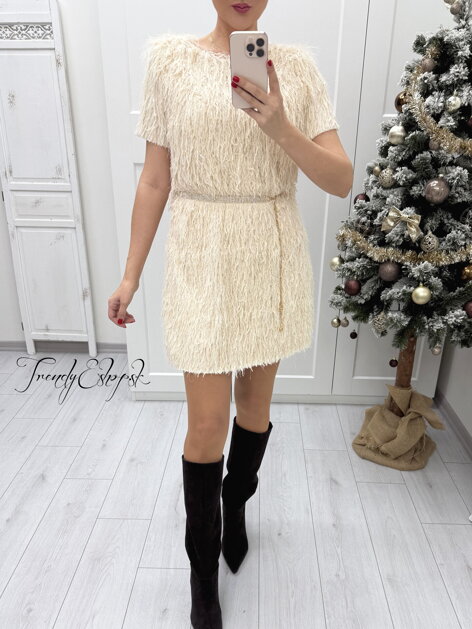 Strapcové šaty KHLOE - béžové B2426