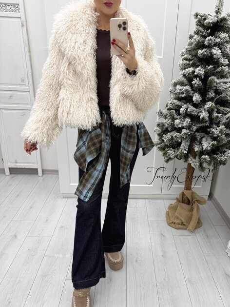 Zvonové rifle s károvanou šatkou - tmavomodré B2339