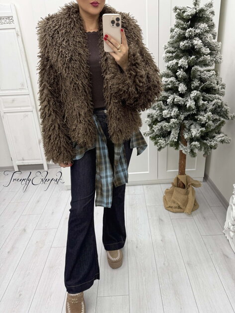 Strapatý kožuštek MONA - hnedý B2301