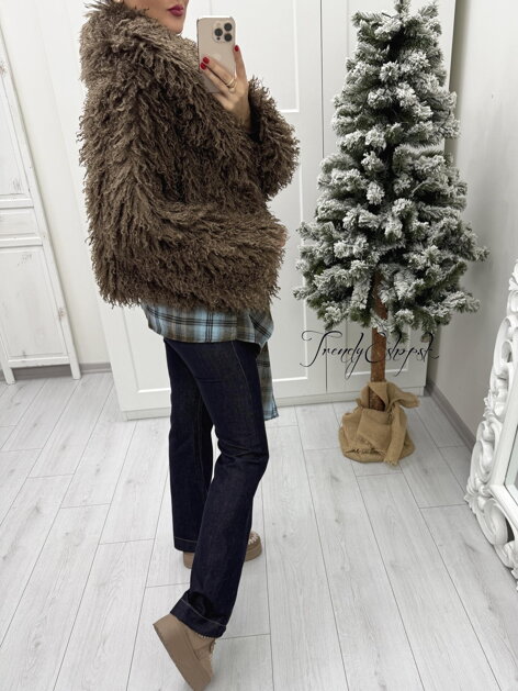 Strapatý kožuštek MONA - hnedý B2301