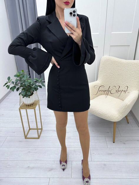 Sakové šaty s obtiahnutou sukňou Adhely - čierne N535