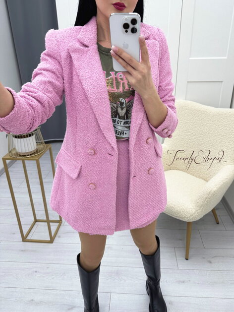 Elegantný sukňový komplet Elizabeth Long - ružový N251