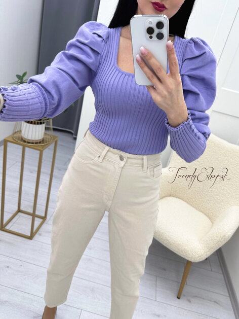 Rebrované body s riasenými ramenami Hayley - fialové N278