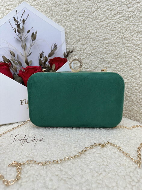 Semišová večerná kabelka - zelená N138