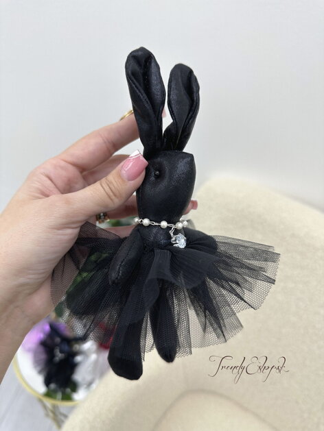 Metalická kľúčenka Bunny Ballerina - čierna N375
