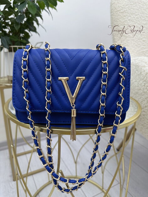 Prešivaná crossbody kabelka Victory s dvojitým ramienkom - parížska modrá N611