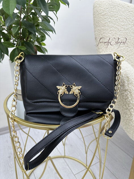 Prešivaná crossbody kabelka Double Bees - čierna N624 