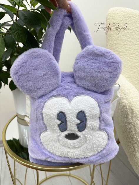 Detská plyšová kabelka s uškami MICKEY - fialová N387