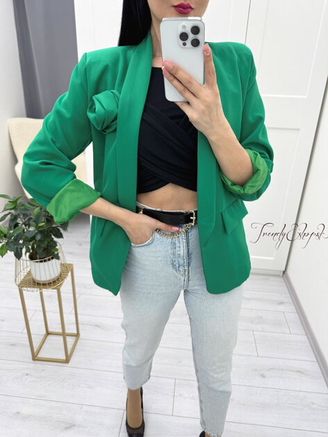 Elegantné sako bez zapínania Rossie - zelené N665