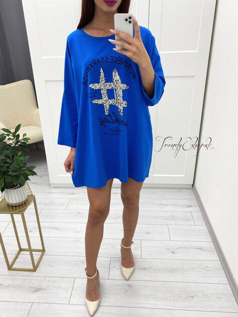 OVERSIZE bavlnené tričko Addict - parížske modré S1080