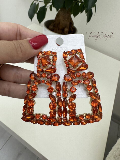 Geometrické náušnice Trapezzo - oranžové N1020