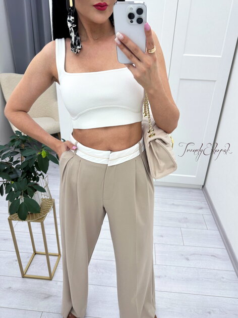 Crop top s prešívaním Angelo - biely N1193