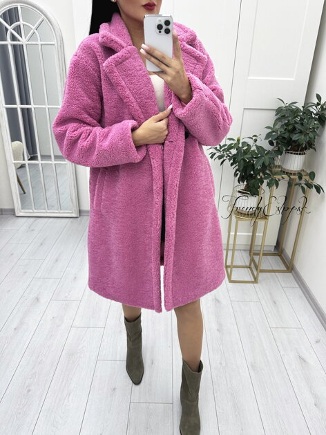 TEDDY kabát s golierom Zoe - ružový N2081