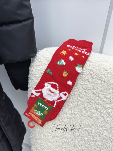 Vianočné ponožky Mikuláš - červené N2399