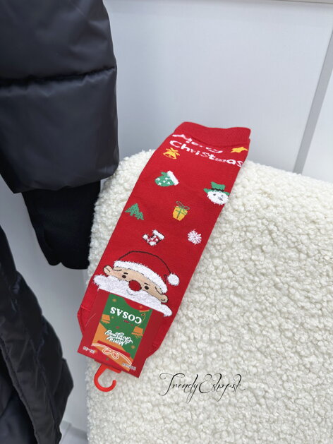 Vianočné ponožky Santa - červené N2395