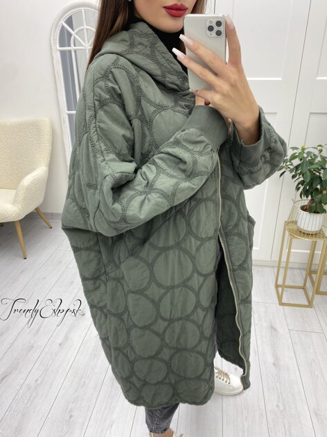 Oversize bunda s kapucňou Aisha - zelená N1776