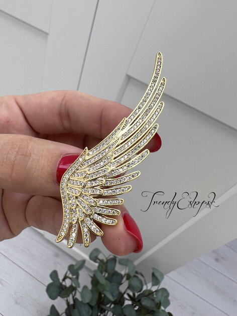 Zdobená brošňa Anjelské krídlo- zlato-strieborná S868