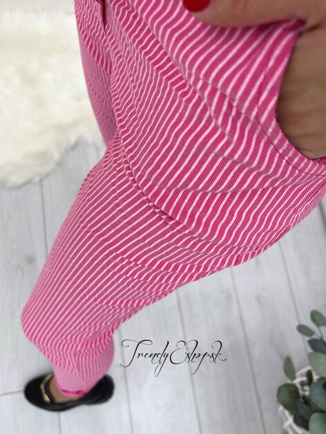 Pruhované nohavice Tinley - ružovo-biele S974