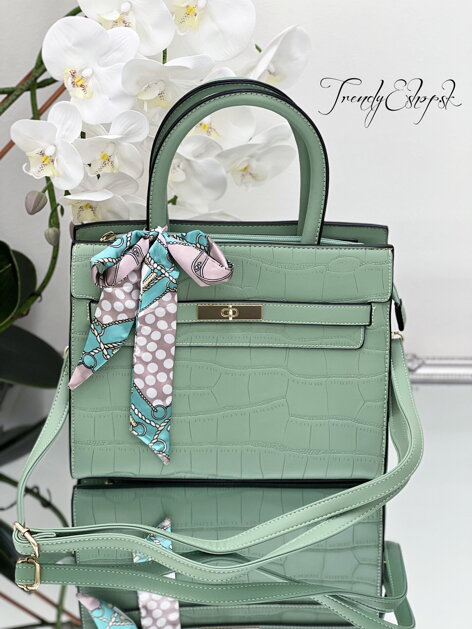 Elegantná vzorovaná kabelka so šatkou Eleonora - zelená S1381