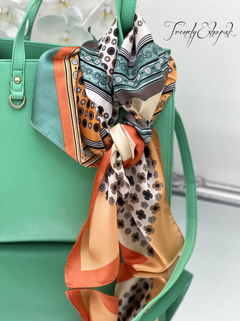 Vzorovaná šatka Bianca - oranžovo-zelená S1500